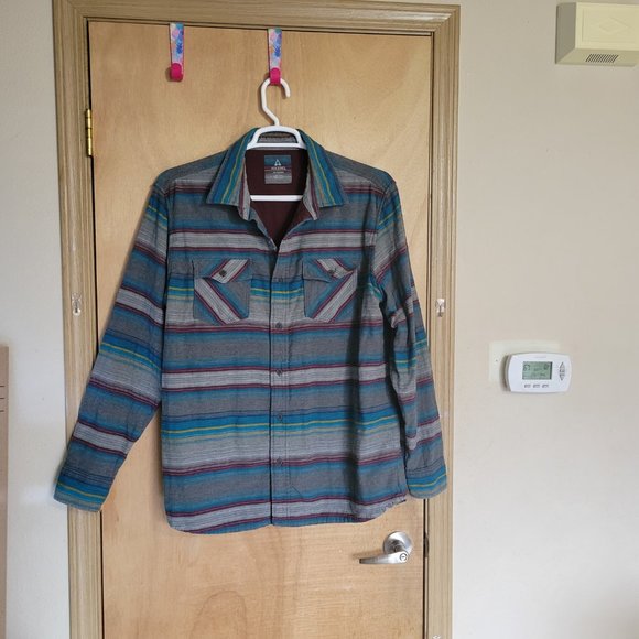 Ascend Size XL Lined Button Up Shirt Multicolor Striped Cotton - Picture 1 of 6